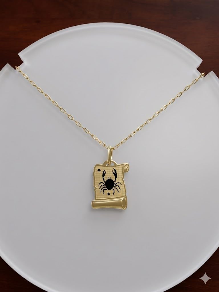 Rodium - Gold Pendant with Zodiac Sign 14K Gold/585 Fineness Charms for Necklace or Chain Bracelet Ideal Gifts Chain Pendant for Gold Jewellery – Bild 2
