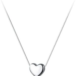 SLUYNZ Genuine 925 Sterling Silver Tiny Love Heart Pendant Necklace for Women Simple Sweet Heart Choker Necklace