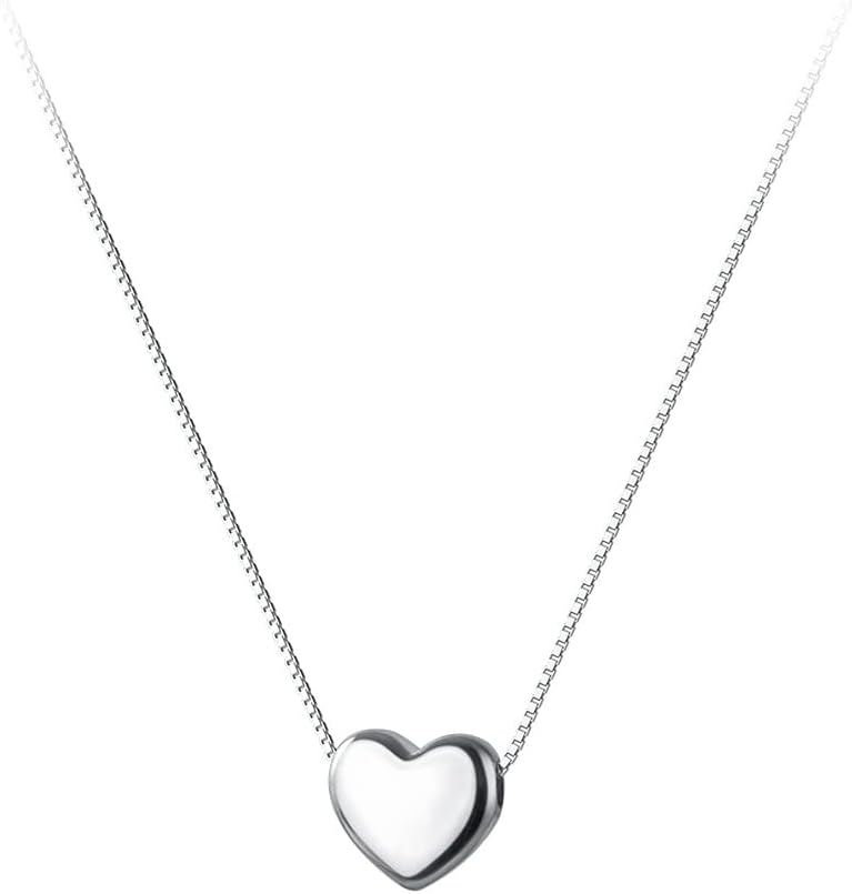 SLUYNZ Genuine 925 Sterling Silver Tiny Love Heart Pendant Necklace for Women Simple Sweet Heart Choker Necklace