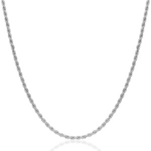 MIORE Schmuck Damen, Kette Damen Gold 9Kt 375 Goldkette 45cm oder Collier Kette Silber 925/18 Kt Vergoldet Halskette 50cm, Kordelkette Frauen, Silberkette 925 Ohne Anhänger, Handgemacht in Italien
