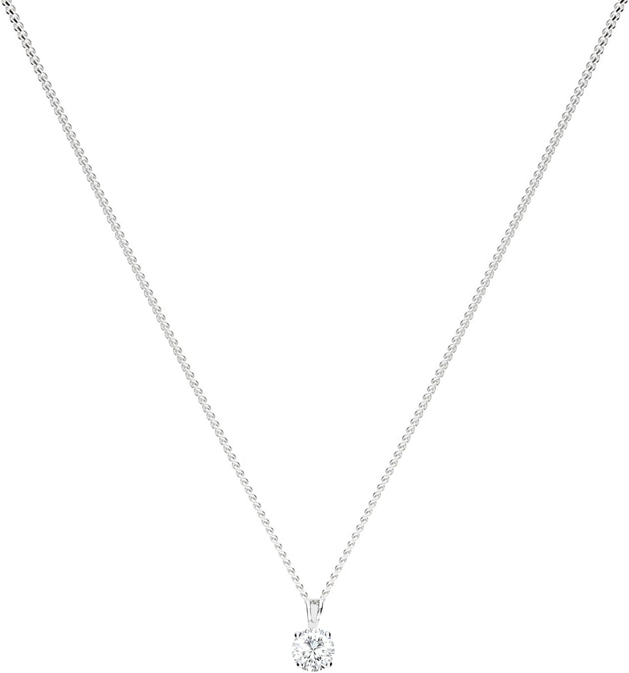 Premium Women's Necklace 925 Sterling Silver with a Zirconia Stone Pendant 8 mm Chain Solitaire Rhinestone Glitter Stone Pendant White Round Drop Bridal Jewellery – Bild 2