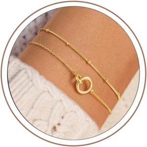 Turandoss Armband Damen Gold, Armbänder Gold Armband Set für Mädchen Damen