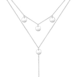 Elli Women's Y-Chain Geo Layer Circle Plate Necklace 925 Sterling Silver
