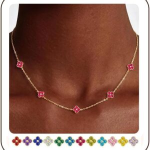 ZOERAY Geburtsstein Kette Gold Damen Halskette Wasserfest 18K Vergoldete