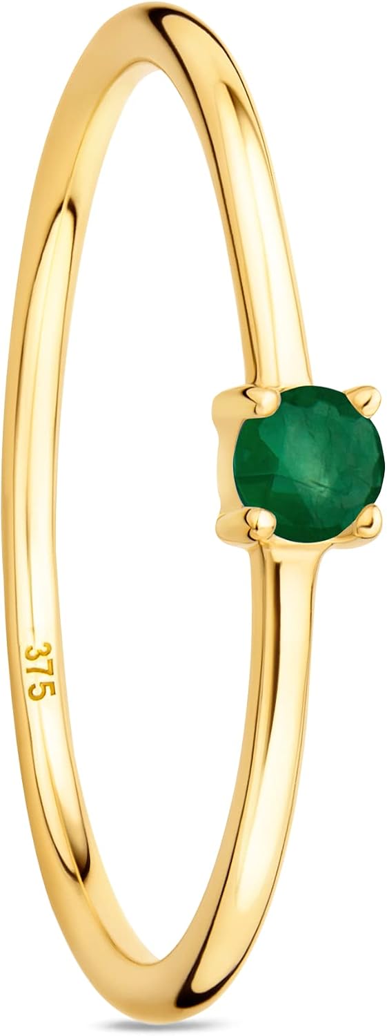 Orovi Damen Goldschmuck, Verlobungsring mit Smaragd Gold Ring mit Solitaire Edelstein Geburtsstein 9 Karat (375) Gelbgold – Bild 2