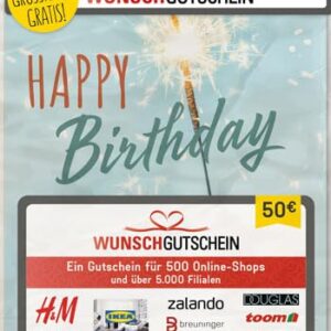 WUNSCHGUTSCHEIN The Perfect Gift – 500 Redemption Partners – for Germany – by Post (not redeemable for Amazon)
