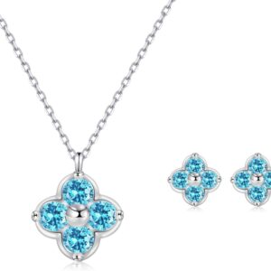 Women’s Clover Birthstone Jewellery Set in 925 Sterling Silver