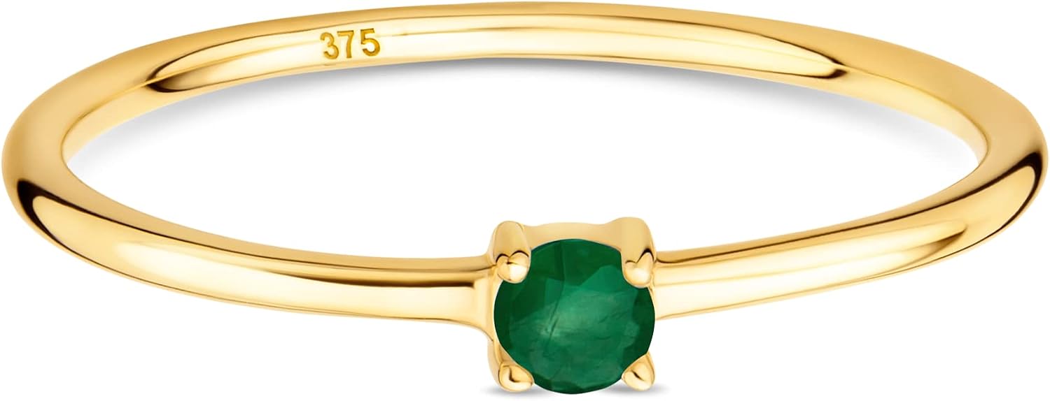 Orovi Damen Goldschmuck, Verlobungsring mit Smaragd Gold Ring mit Solitaire Edelstein Geburtsstein 9 Karat (375) Gelbgold – Bild 3