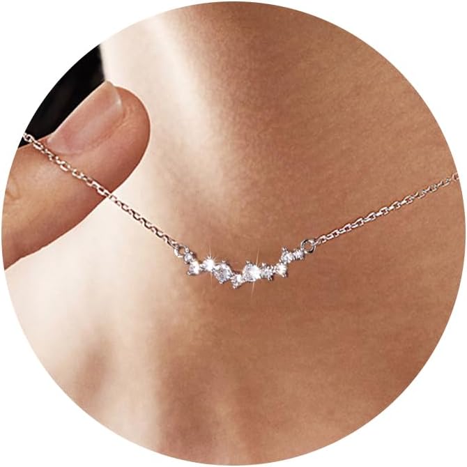 Halskette Damen Gold Silber 925 Zirkonia Verstellbar Stapelbar Geschenk – Bild 2