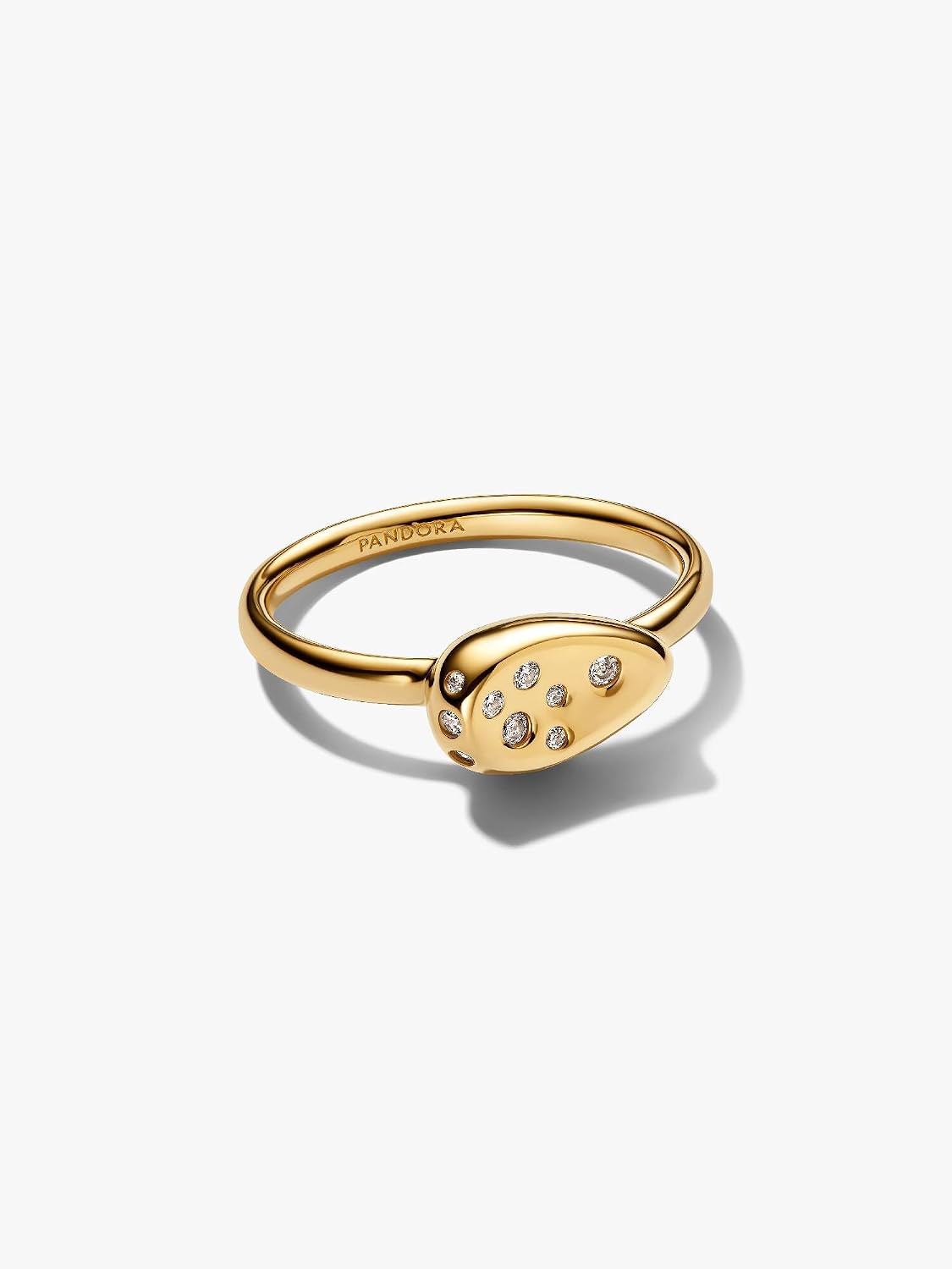PANDORA Women's Oval Signet Ring with Gold Cubic Zirconia Stones – Bild 2
