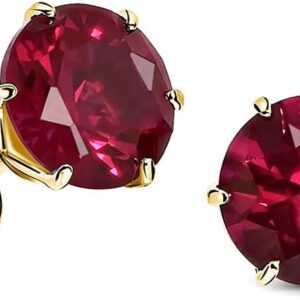 MIORE Women’s 9 Carat Yellow Gold / White Gold 375 Gold Earrings Women’s Gold Stud Earrings Gold with Ruby / Sapphire / Zirconia / Emerald in Prong Setting Hypoallergenic Earrings in High-Quality