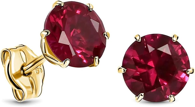 MIORE Women's 9 Carat Yellow Gold / White Gold 375 Gold Earrings Women's Gold Stud Earrings Gold with Ruby / Sapphire / Zirconia / Emerald in Prong Setting Hypoallergenic Earrings in High-Quality