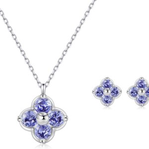 Women’s Clover Birthstone Jewellery Set in 925 Sterling Silver