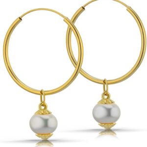 LAMUR 585 Gold Earrings, Gold Earrings for Women, Women's Yellow & White Gold Jewellery, Gold Jewellery with Cleaning Cloth & Gift Box