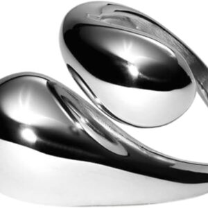 Purelei Swirl Ring – Adjustable Curved Shape Statement Ring – 14K/18K Gold Plated Stainless Steel – Teardrop Design – Sizes S/M & M/L – 7.16g – Water Resistant