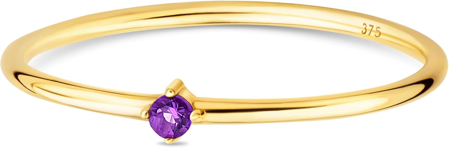 OROVI Ladies Gold Jewellery Engagement Ring with Emerald/Ruby/Amethyst/Topaz, Gold Ring with Solitaire Gemstone Birthstone, 9ct Yellow Gold – Bild 3