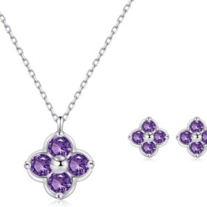 Women’s Clover Birthstone Jewellery Set in 925 Sterling Silver