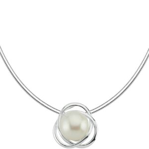 Vinani Design Pendant with Freshwater Cultured Pearl Elegant Shiny with Snake Chain 925 Sterling Silver Chain Italy Natural Pearl 2APG-S00