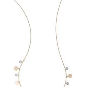 Silver Necklace Fantasy Clover Leaf Yellow Gold Zircon White