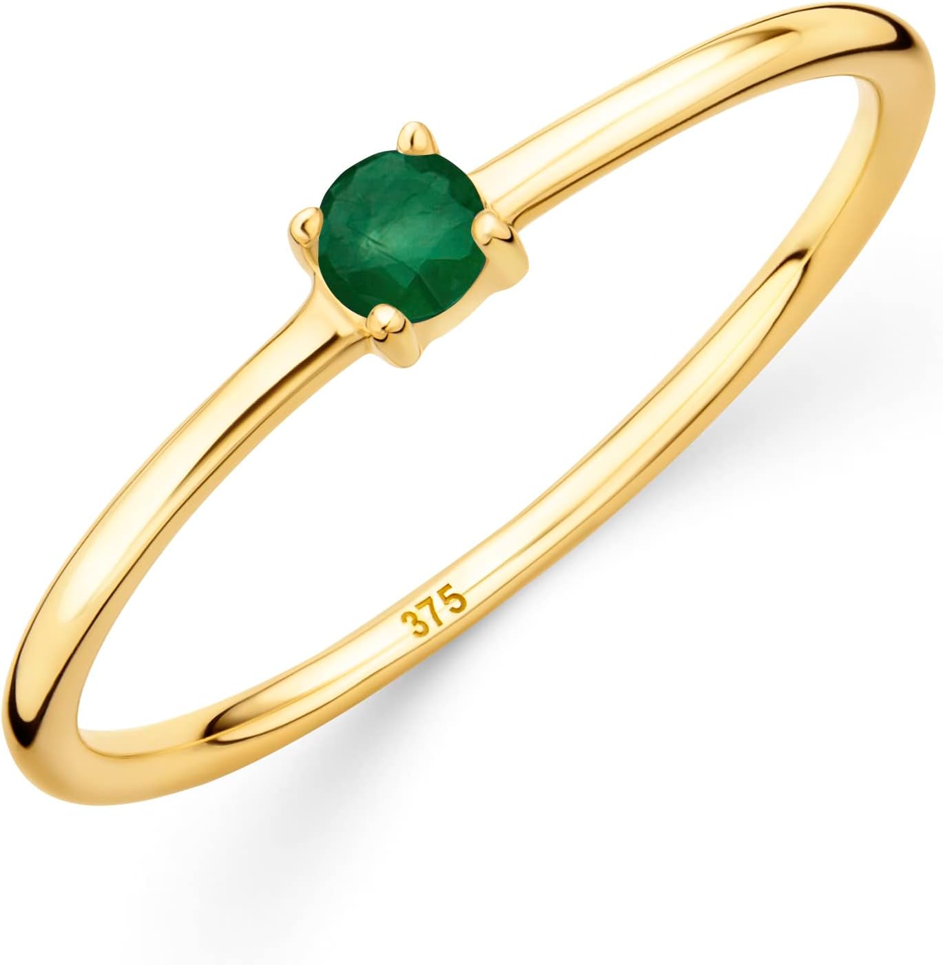 Orovi Damen Goldschmuck, Verlobungsring mit Smaragd Gold Ring mit Solitaire Edelstein Geburtsstein 9 Karat (375) Gelbgold