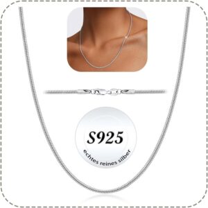 ZOERAY Women’s 925 Silver Necklace without Pendant Silver Snake Chain