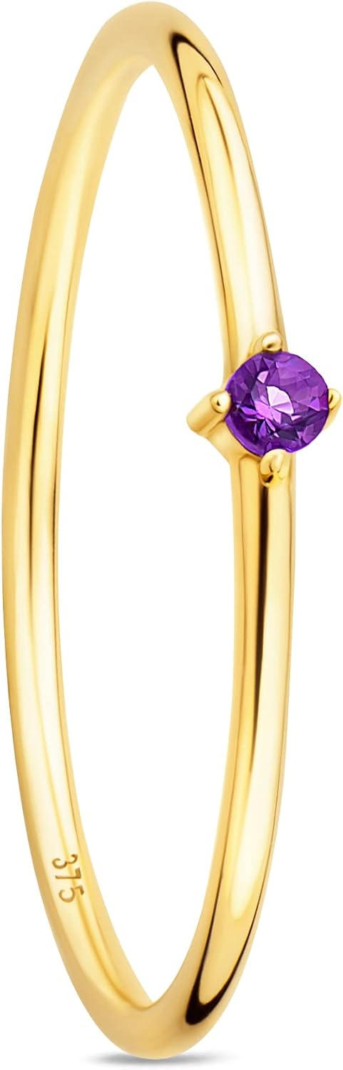 OROVI Ladies Gold Jewellery Engagement Ring with Emerald/Ruby/Amethyst/Topaz, Gold Ring with Solitaire Gemstone Birthstone, 9ct Yellow Gold – Bild 2