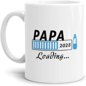 Gift Mug "Du wirst Papa 2028" - Loading/Loading Bar/Pregnancy/Baby/Grandson/Niece/Nephew/Granddaughter/White