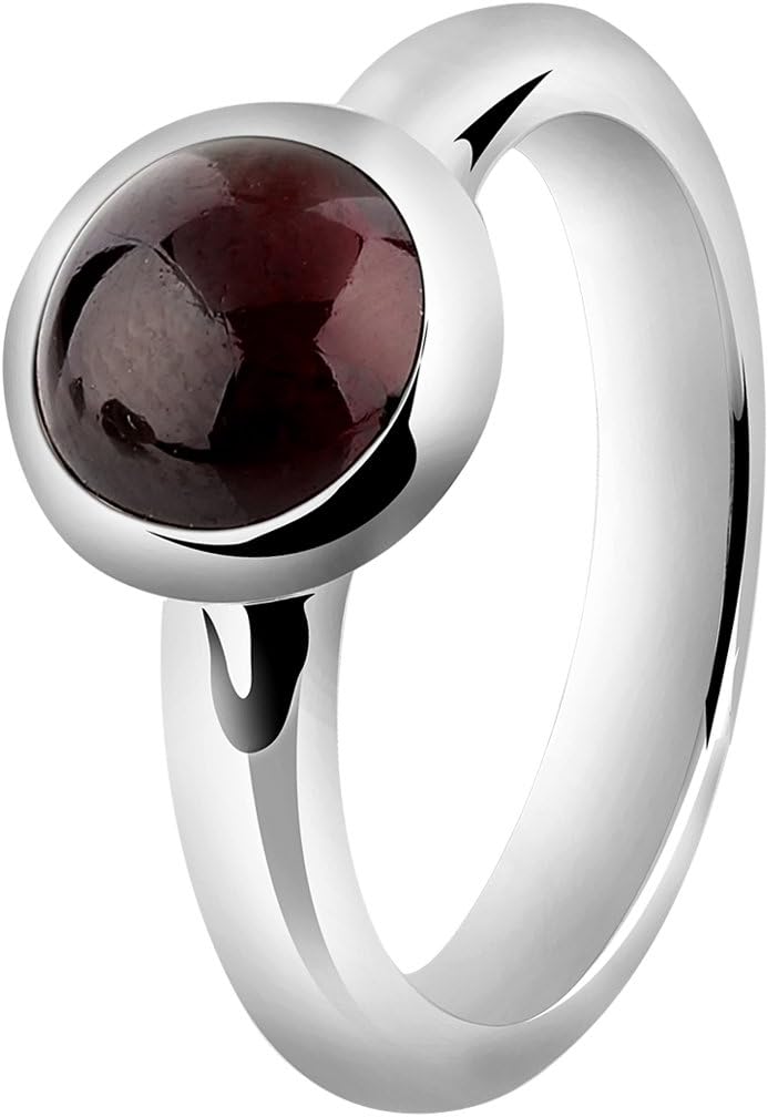 Nenalina Ring Silber 925 Damen Silberring Damenring mit 8 mm rundem Granat