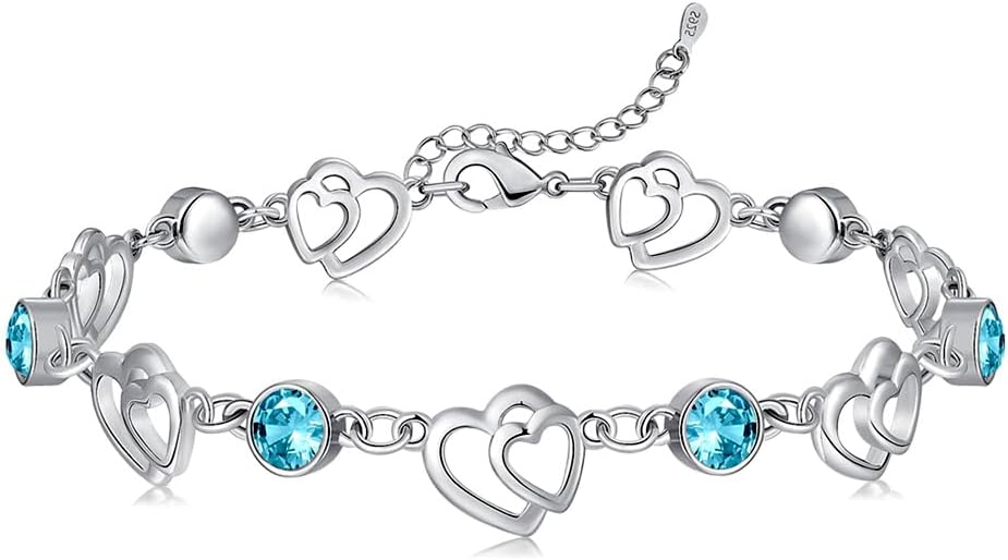 Women's Bracelet 925 Sterling Silver Heart Bracelets Women Jewellery Gift for Her Valentine's Day Birthday