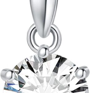 JewelryPalace Round 1ct 1.5ct 2ct 3ct Moissanite Chain Pendant, Simulated Diamond Bridal Jewellery Set, Women's Silver 925 Necklace with Stone, Jewellery Girls Women Rose Gold 45 cm