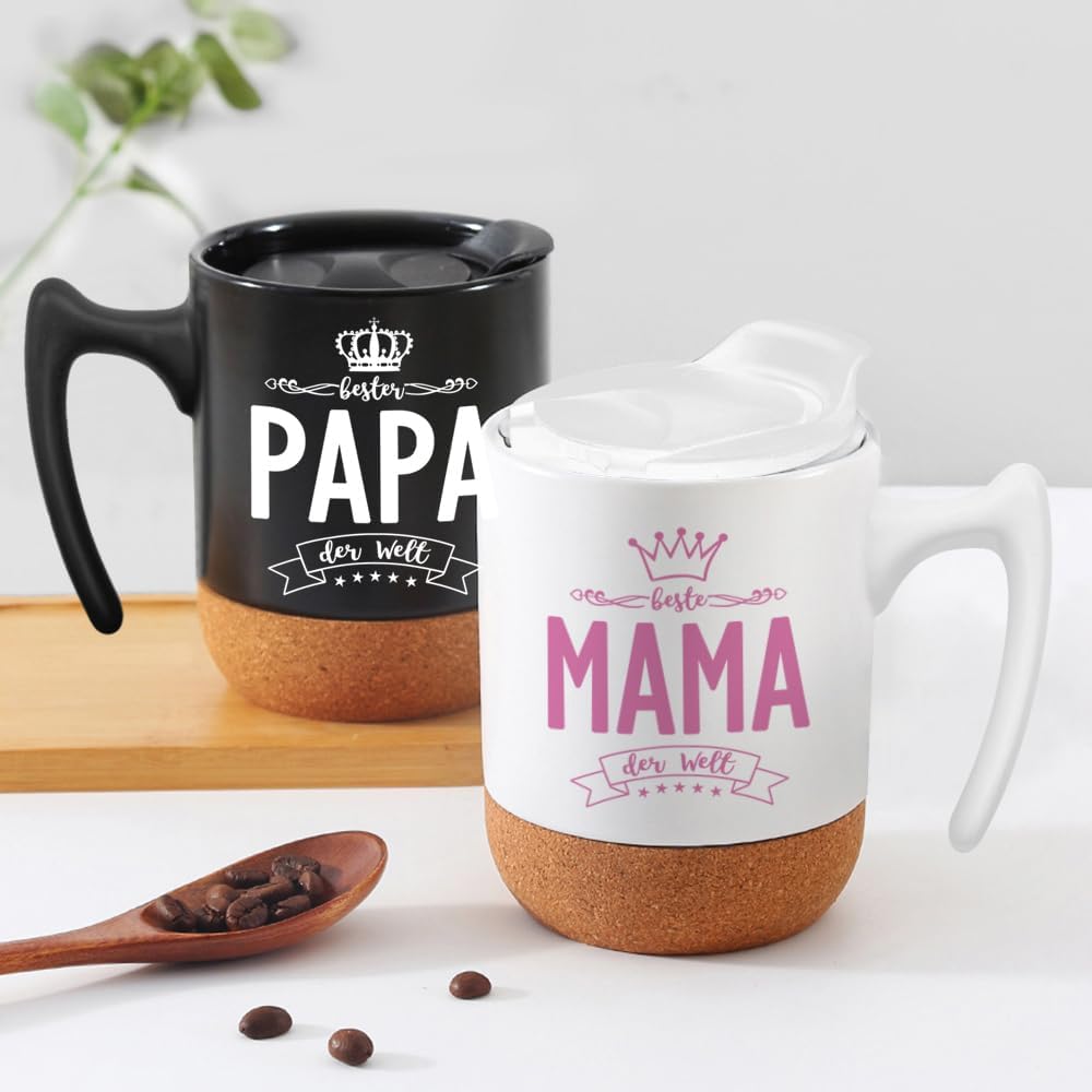 Mum and Dad Mug Set with Lid and Coaster – Bild 5