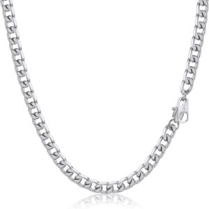 PROSTEEL Halskette Herren Panzerkette Edelstahl Kette Damen Gliederkette Kubanische Edelstahlkette Schmuck Männer Kette 36 bis 76cm lang auswählbar, 4/6/9/13mm breit, in Silber/Schwarz/Gold