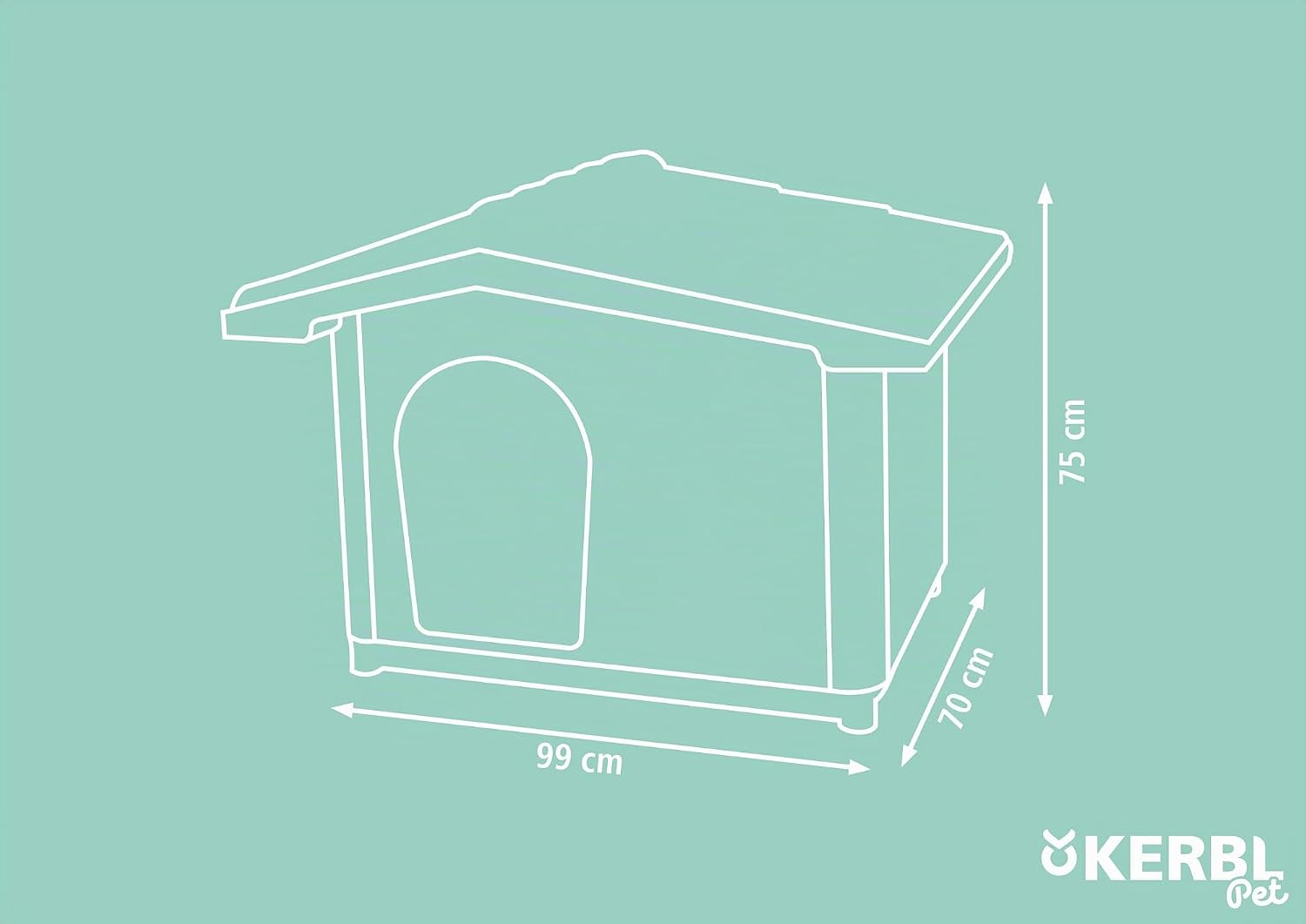 Kerbl Pet Levin Eco Dog Kennel, Grey Green/Brown, 99 x 70 x 75 cm, Dog Cave, Recycled Plastic, Dogs – Bild 7