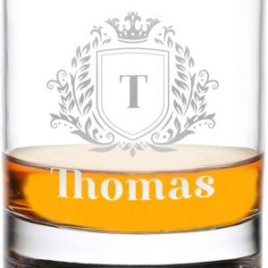 Whisky Glass Tumbler 315 ml Personalised with Motif Engraving Crest - Gift Idea for Men - The Men's Gift - Suitable for Birthday and Anniversary - for Cocktails, Scotch and Bourbon