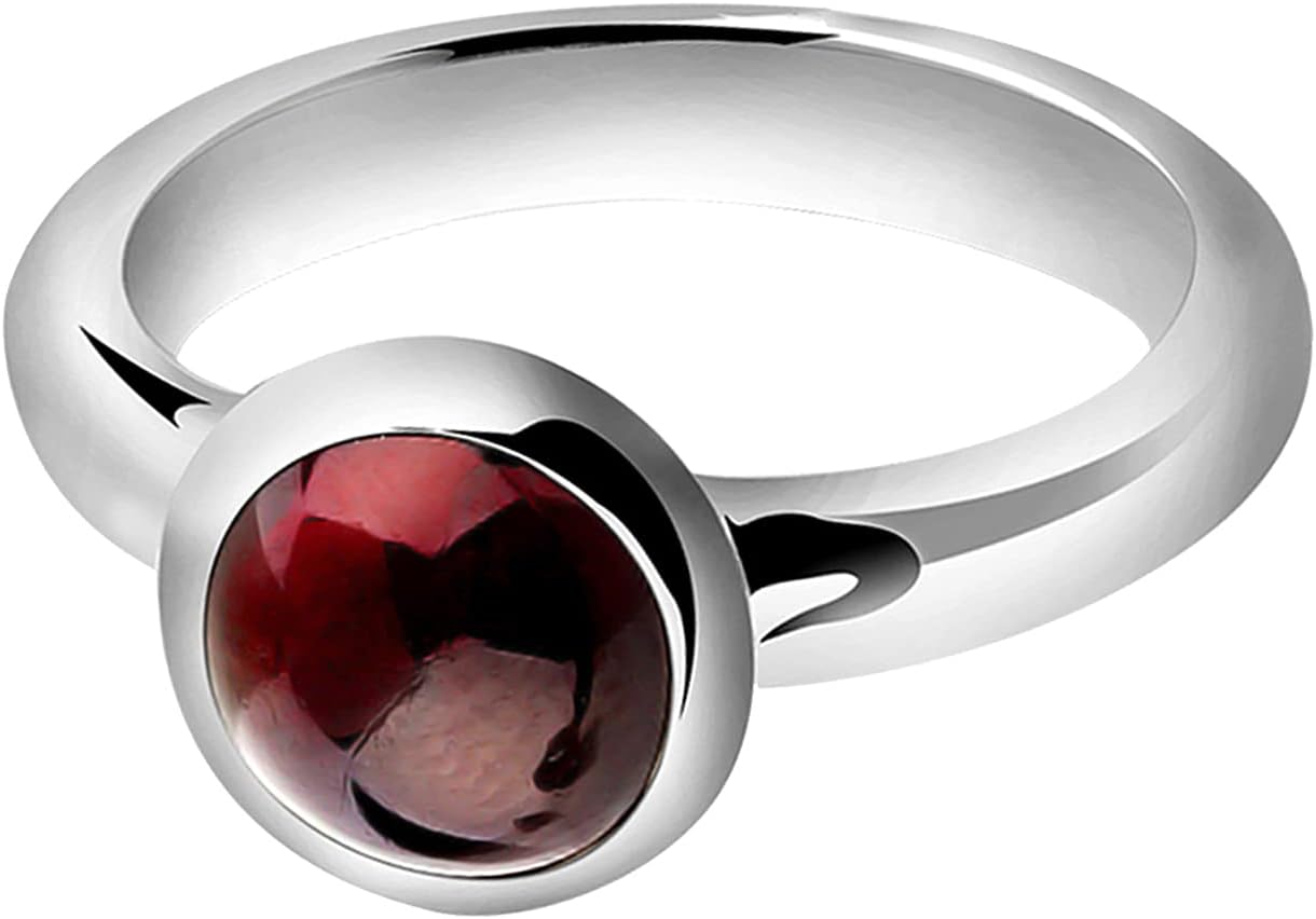 Nenalina Ring Silber 925 Damen Silberring Damenring mit 8 mm rundem Granat – Bild 3