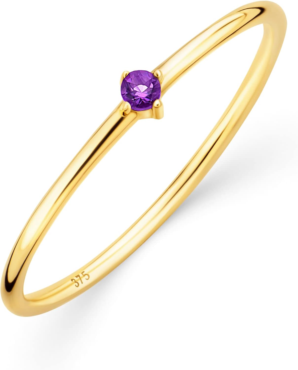 OROVI Ladies Gold Jewellery Engagement Ring with Emerald/Ruby/Amethyst/Topaz, Gold Ring with Solitaire Gemstone Birthstone, 9ct Yellow Gold