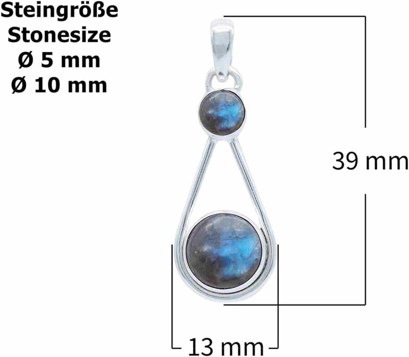 mantraroma Edelstein Kettenanhänger an Band Silber 925 echt für Damen – Bild 3