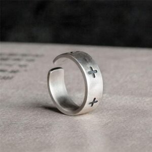 925 Sterling Silver Cross Ring for Men Women Vintage Adjustable Christianity Ring 925 Silver Jewellery