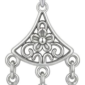 LONAGO Turquoise Necklace for Women 925 Sterling Silver Vintage Filigree with Pear Shaped Real Turquoise Pendant Necklace