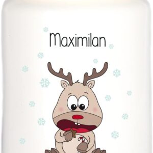 Herz & Heim® Cookie Tin Personalised with Your Name of Choice for Christmas for Your Cookies (Reindeer)