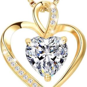 LAVUMO Herzkette 925 Silber/Messing Rosegold Gold Damen Halskette Geschenk
