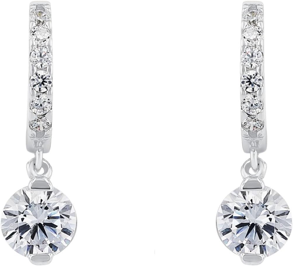 Amor 2023071 Women's Creole Earrings 925 Sterling Silver with Synthetic Zirconia 2.1 cm Silver Comes in Jewellery Gift Box – Bild 4