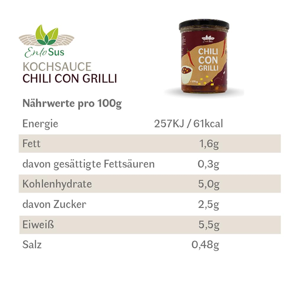 EntoSus Gourmet Duo - Two delicious sauces based on edible insects. The tasting set includes 1 x Chili Con Grilli and 1 x Grillognese in a glass of 370 g. Sustainable and high in protein – Bild 2