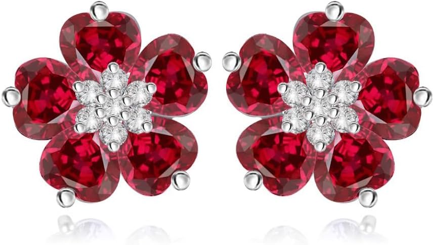 Crystalline Azuria Flower Earrings 18 Carat White Gold-Plated Cubic Zirconia Crystals Flower Stud Earrings for Women and Girls