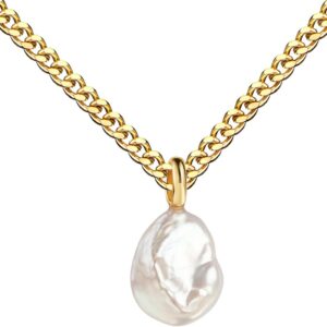 Pendant 585 Gold with Keshi Pearl for Women and Children, Choice of Pearl Pendant with Chain or without Chain