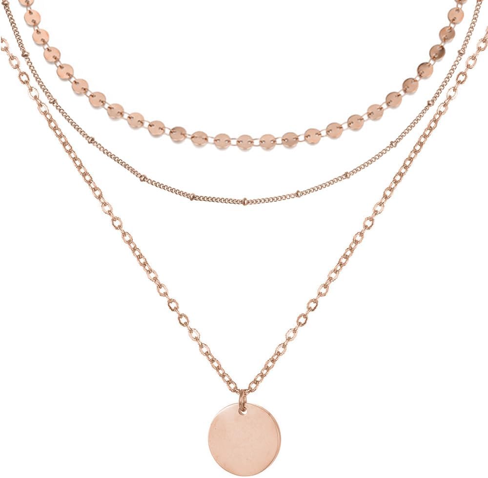 BONNYBIRD® Layering Chain Set Made of Premium Stainless Steel - Boho Chain Women's in Silver, Gold & Rose Gold, 100% Waterproof & Skin-Friendly BonnyTrio