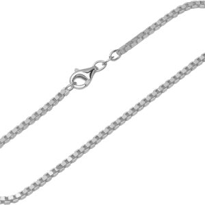 NKlaus 12487 Women's Bracelet 925 Sterling Silver 20 cm Venetian Chain Diamond-Coated Fine, 20 centimetres, Sterling Silver