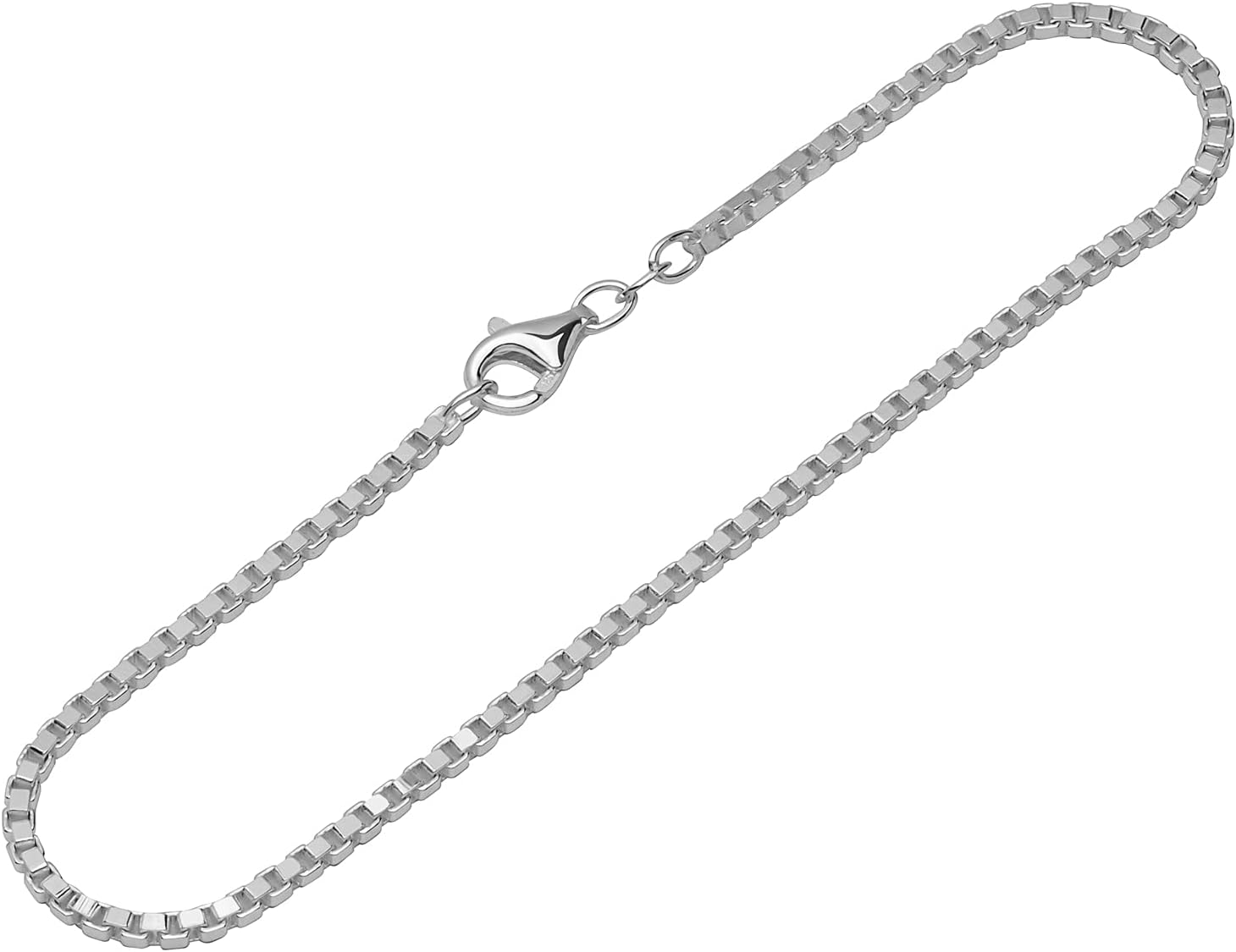NKlaus 12487 Women's Bracelet 925 Sterling Silver 20 cm Venetian Chain Diamond-Coated Fine, 20 centimetres, Sterling Silver