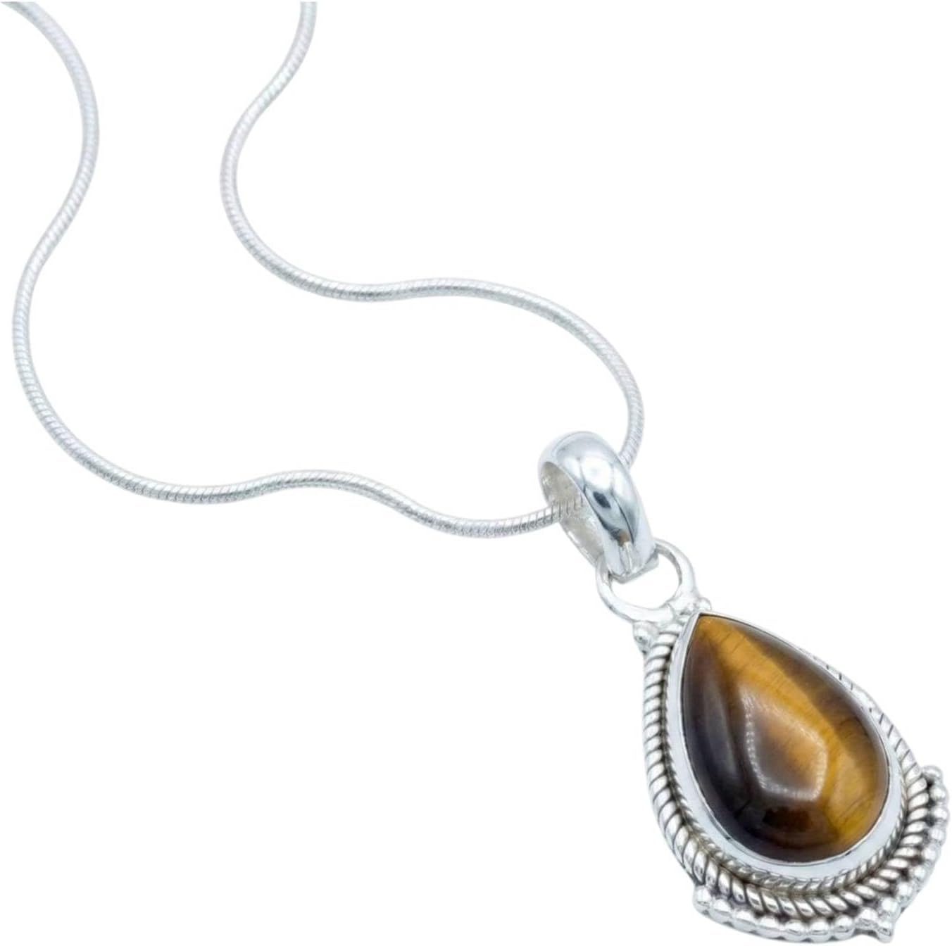 mantraroma Edelstein Kettenanhänger an Kette Silber 925 echt für Damen