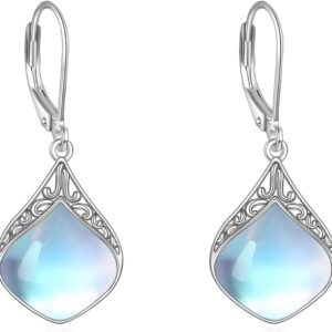 Moonstone Earrings Sterling Silver Filigree Irish Celtic Teardrop Moonstone Drop Earrings Jewellery Gifts for Women